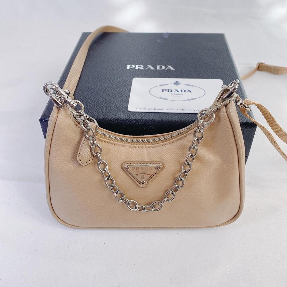 PRADA logo appliqued re-edition nylon mini crossbody bag chain handbag - Picture 6 of 6